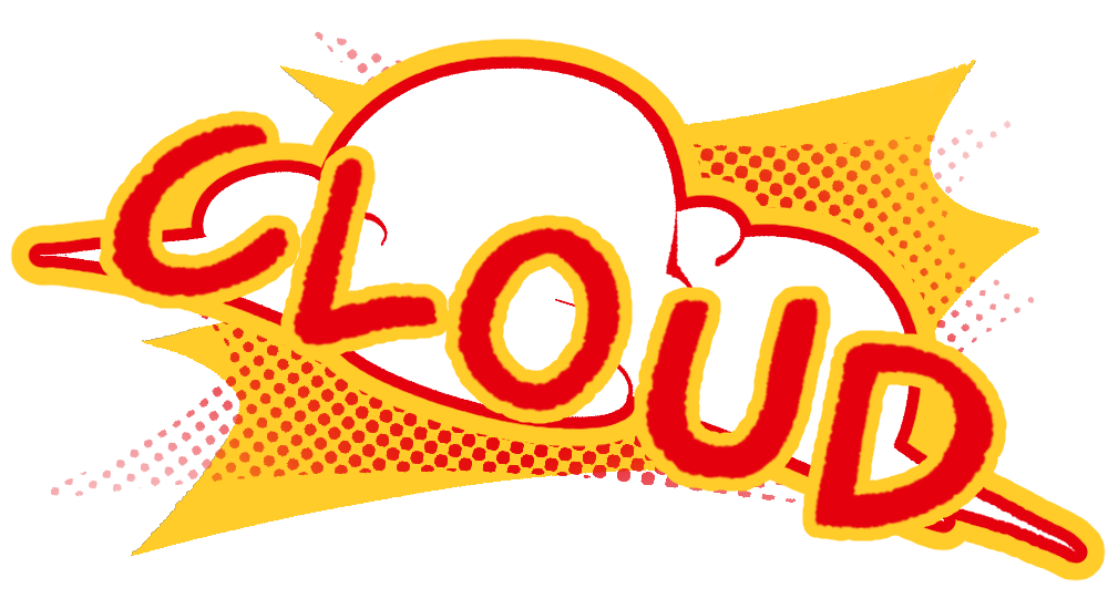 A red and yellow logo that reads 'CLOUD!'